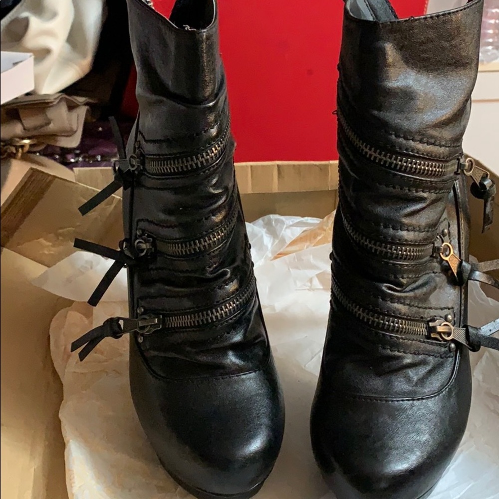 Black Booties with zippers